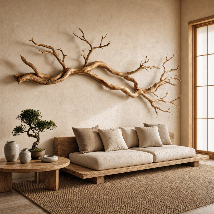 Wabi Sabi Horizontal Branch Wall Sculpture Living Room