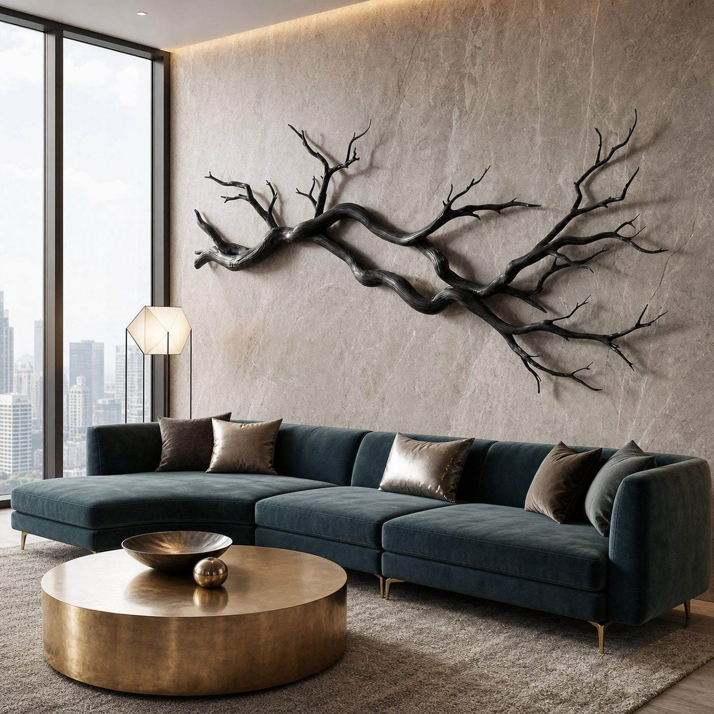 Wabi Sabi Horizontal Branch Wall Sculpture Living Room - product view 3