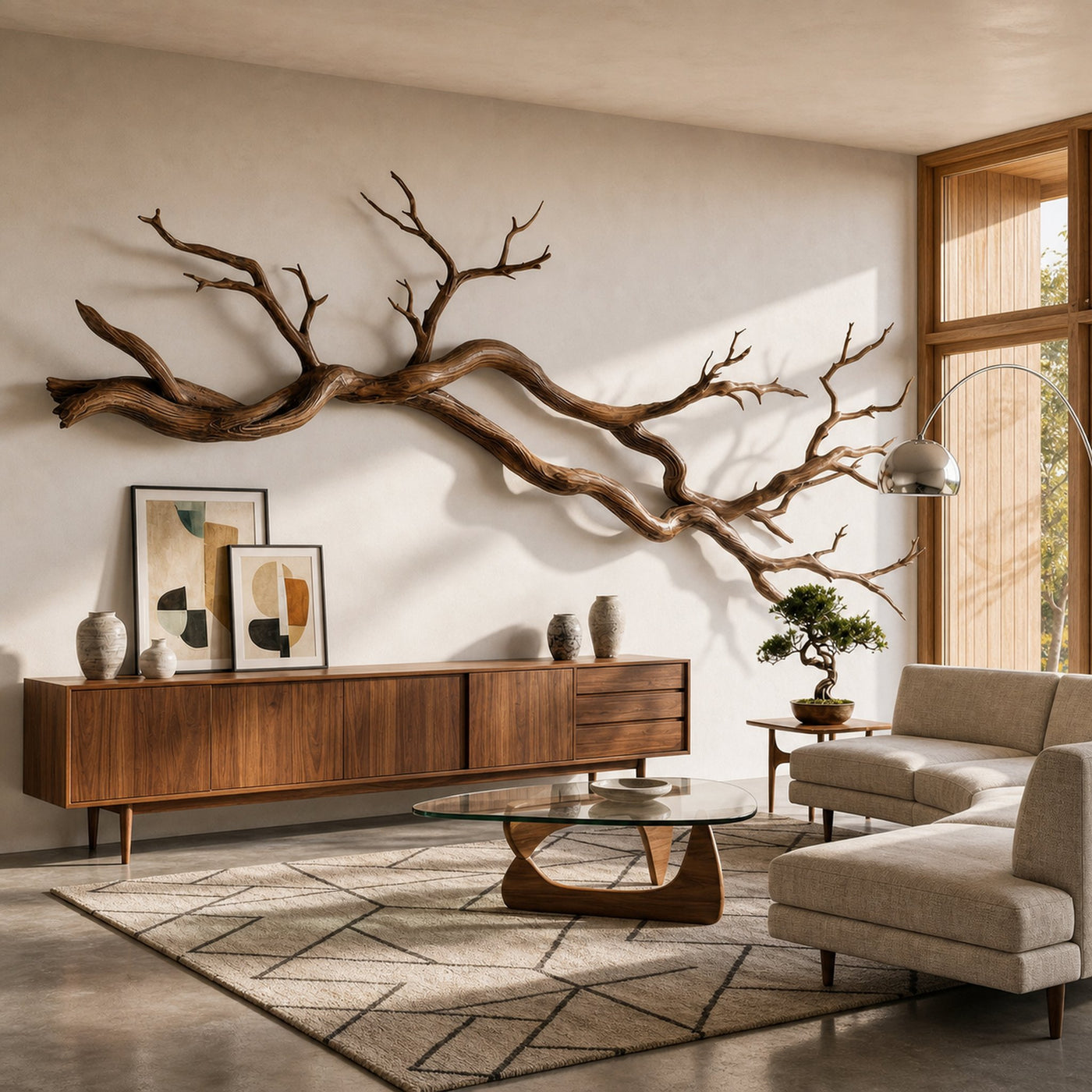Wabi Sabi Horizontal Branch Wall Sculpture Living Room - product view 5
