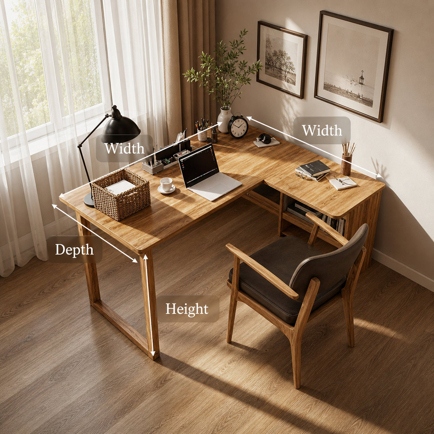 Warm Minimalist Writing Corner Desk For Studio And Reading Room - product view 5