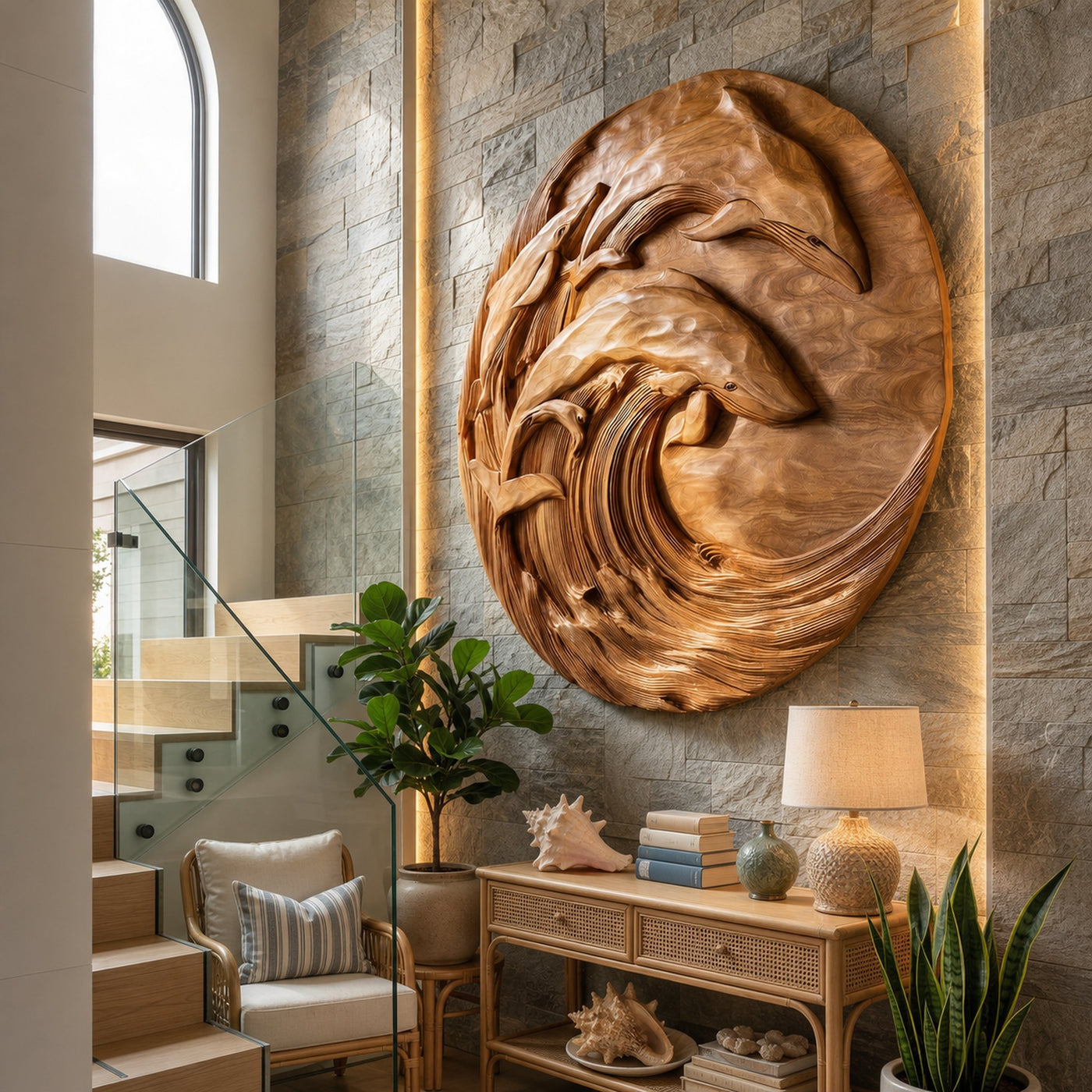 Whale Wood Wall Art For Contemporary Ocean Inspired Spaces - product view 2