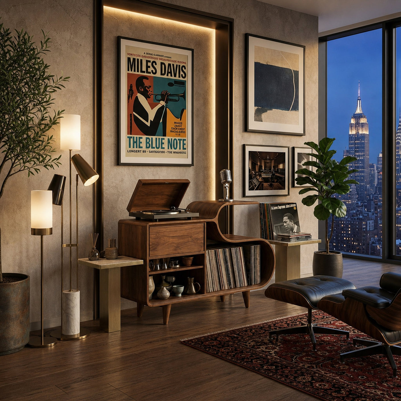 Wooden Vinyl Record Cabinet With Integrated S-Shaped Shelf For Living - product view 2