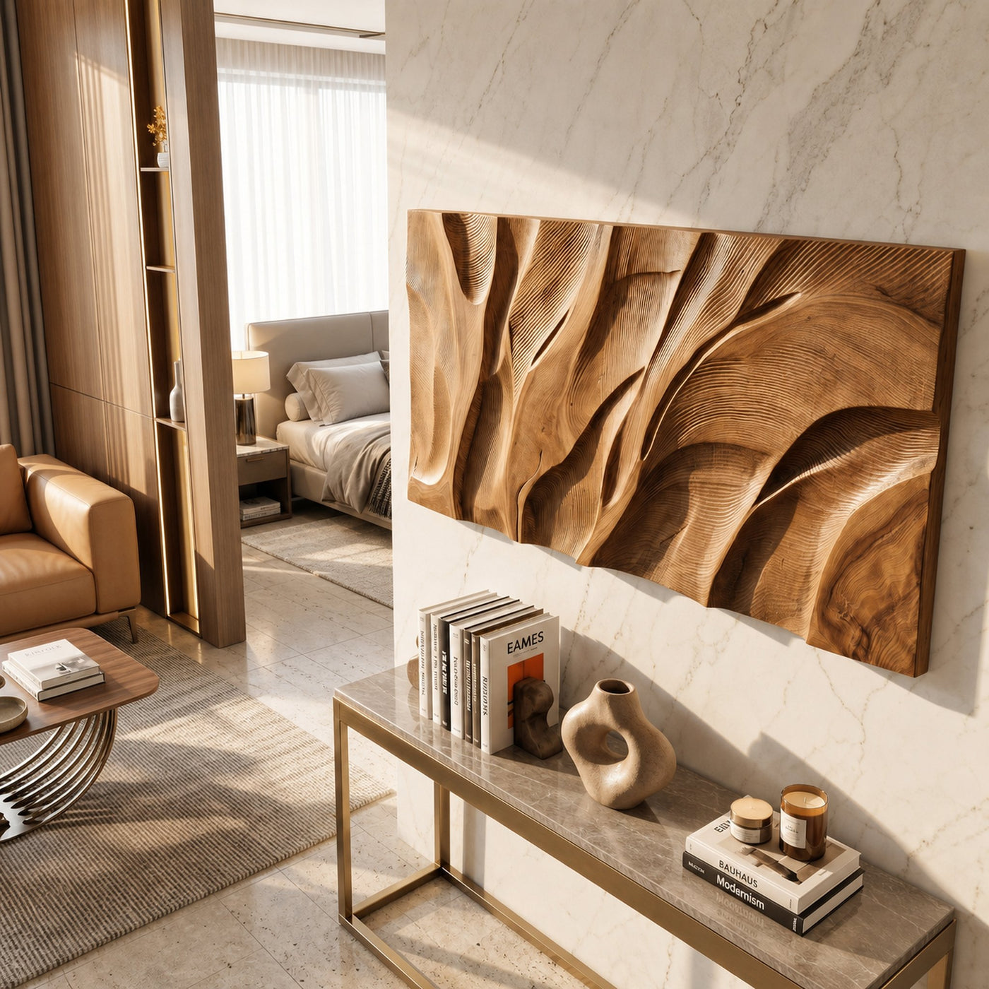 Wooden Wall Art With Textured Design For Kitchen - product view 2