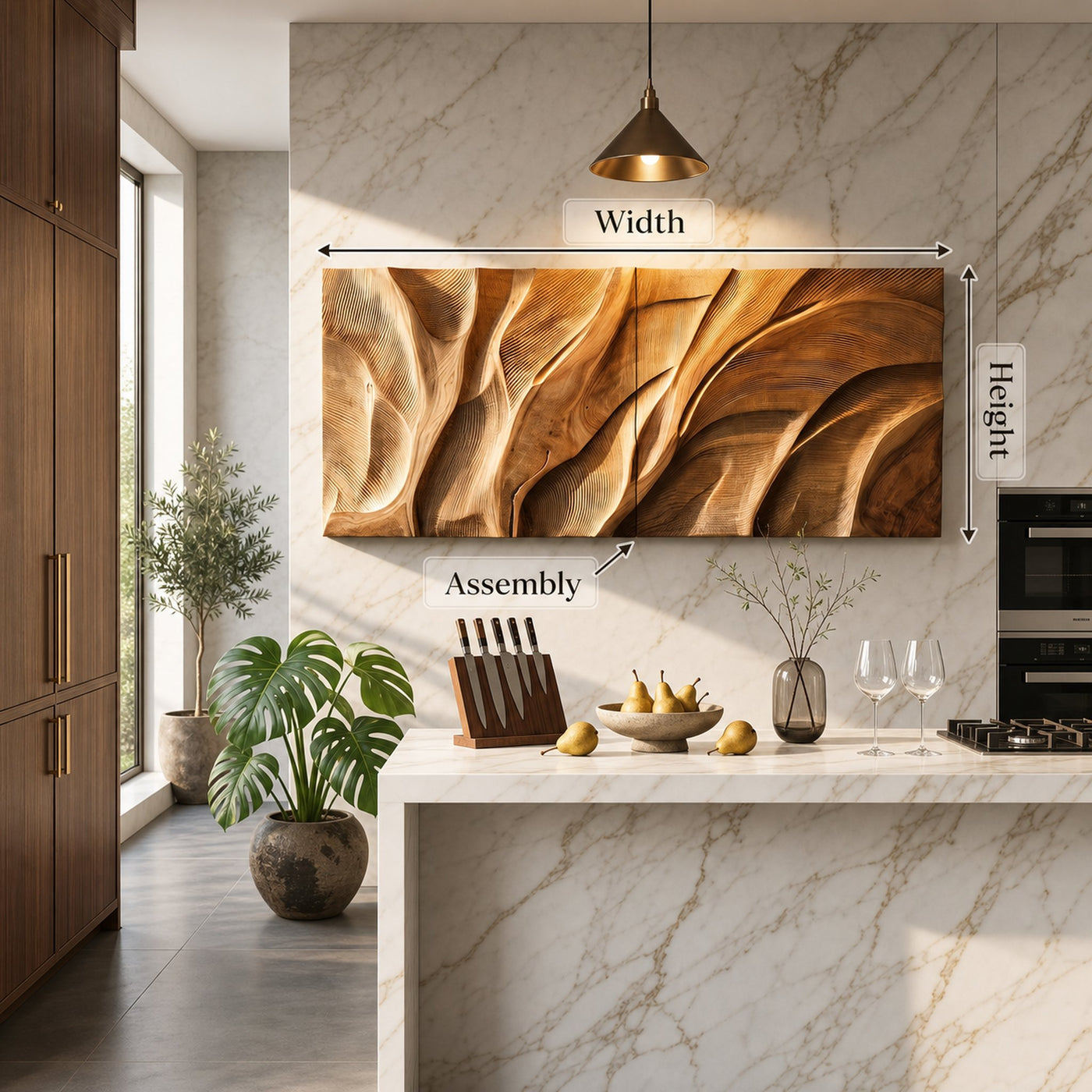Wooden Wall Art With Textured Design For Kitchen - product view 5