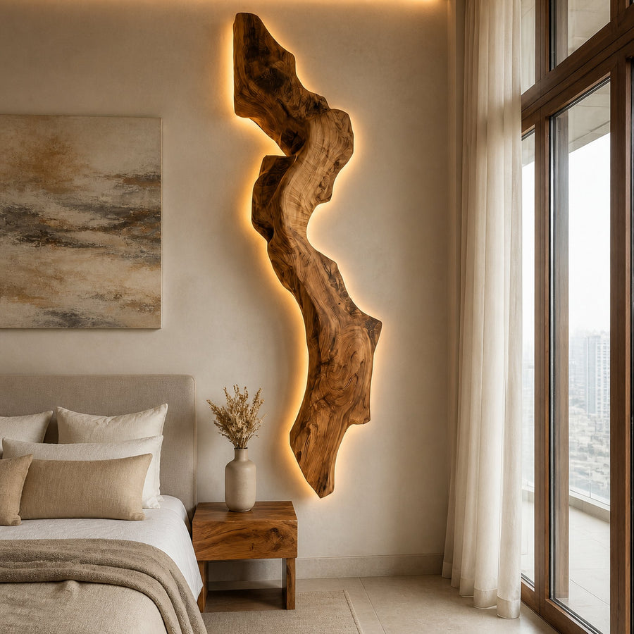 Abstract Live Edge Wall Lamp For Bedroom