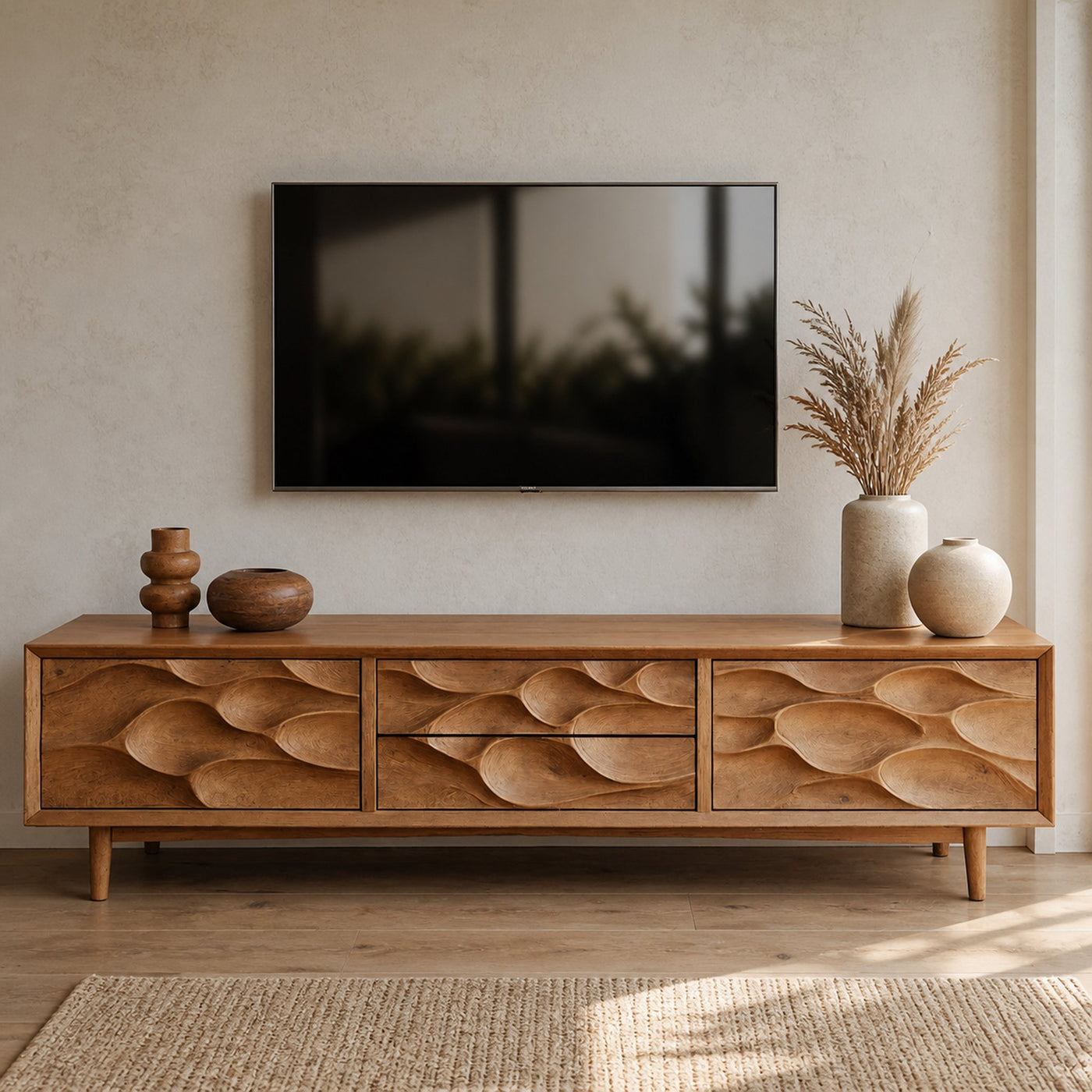 Artistic TV Stand Carved Storage Design For Living Room - product view 2