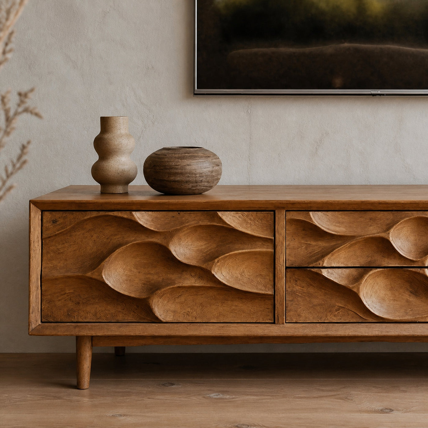 Artistic TV Stand Carved Storage Design For Living Room - product view 3