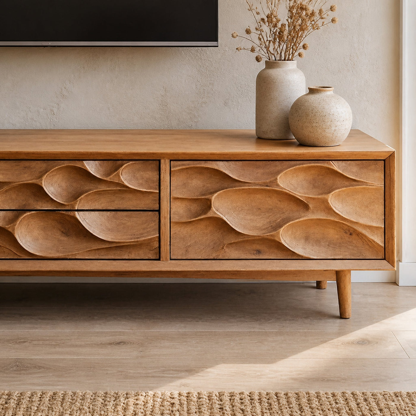 Artistic TV Stand Carved Storage Design For Living Room - product view 4
