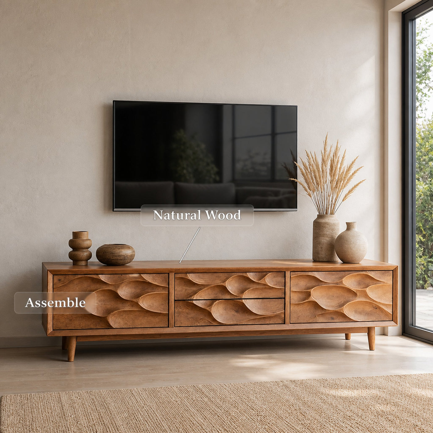 Artistic TV Stand Carved Storage Design For Living Room - product view 5