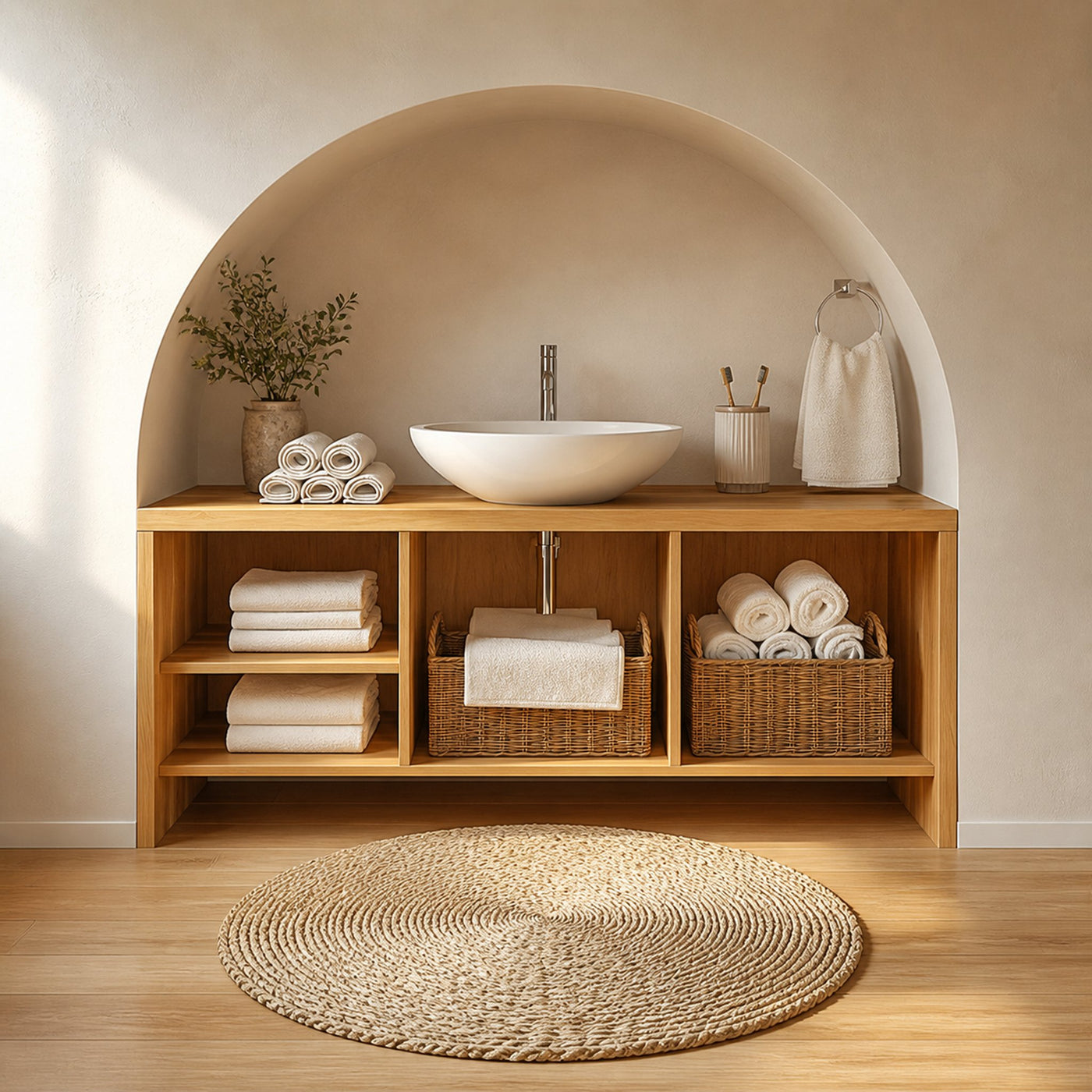 Bathroom Storage Cabinet Wooden Cabinet With Open Shelves For Bathroom