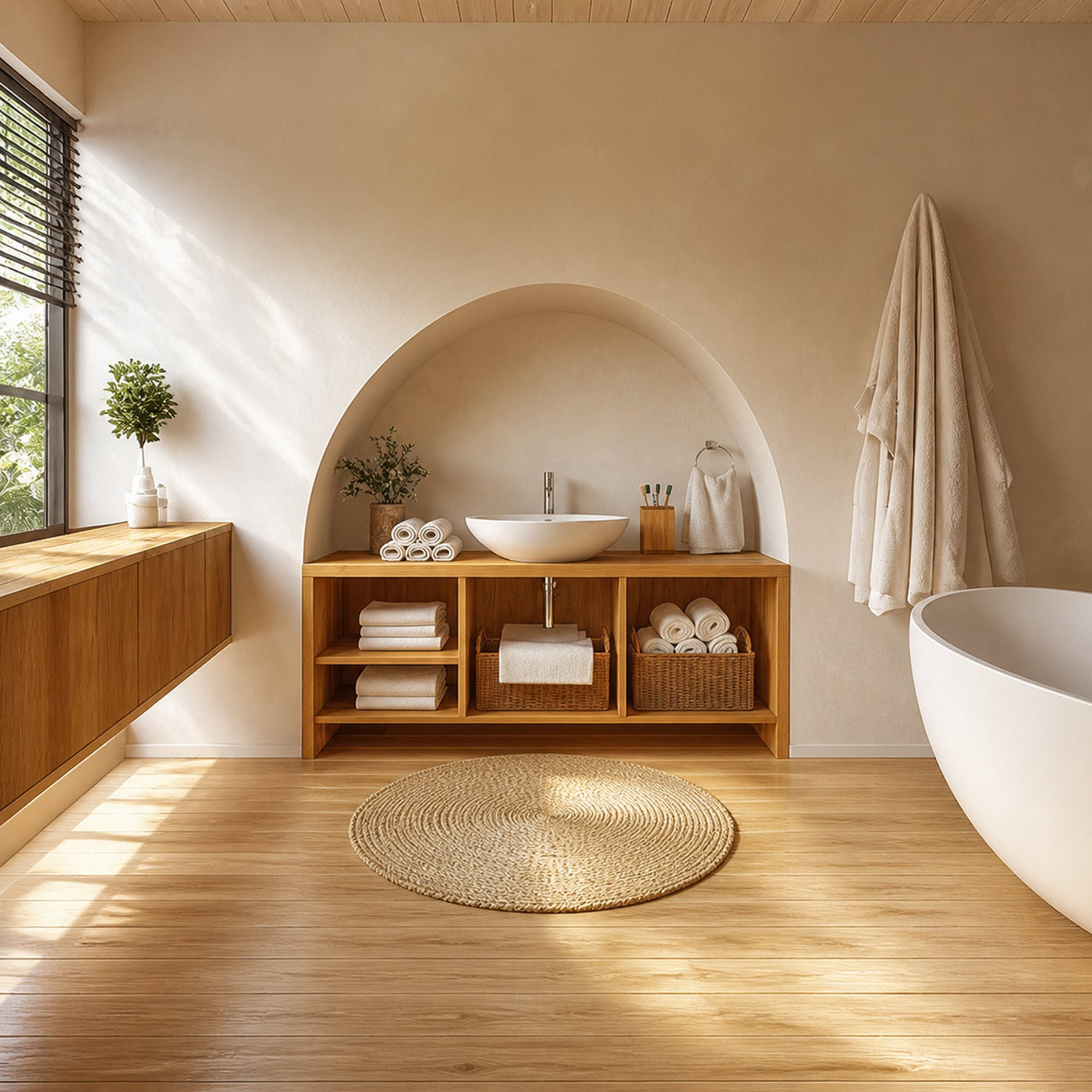 Bathroom Storage Cabinet Wooden Cabinet With Open Shelves For Bathroom - product view 2