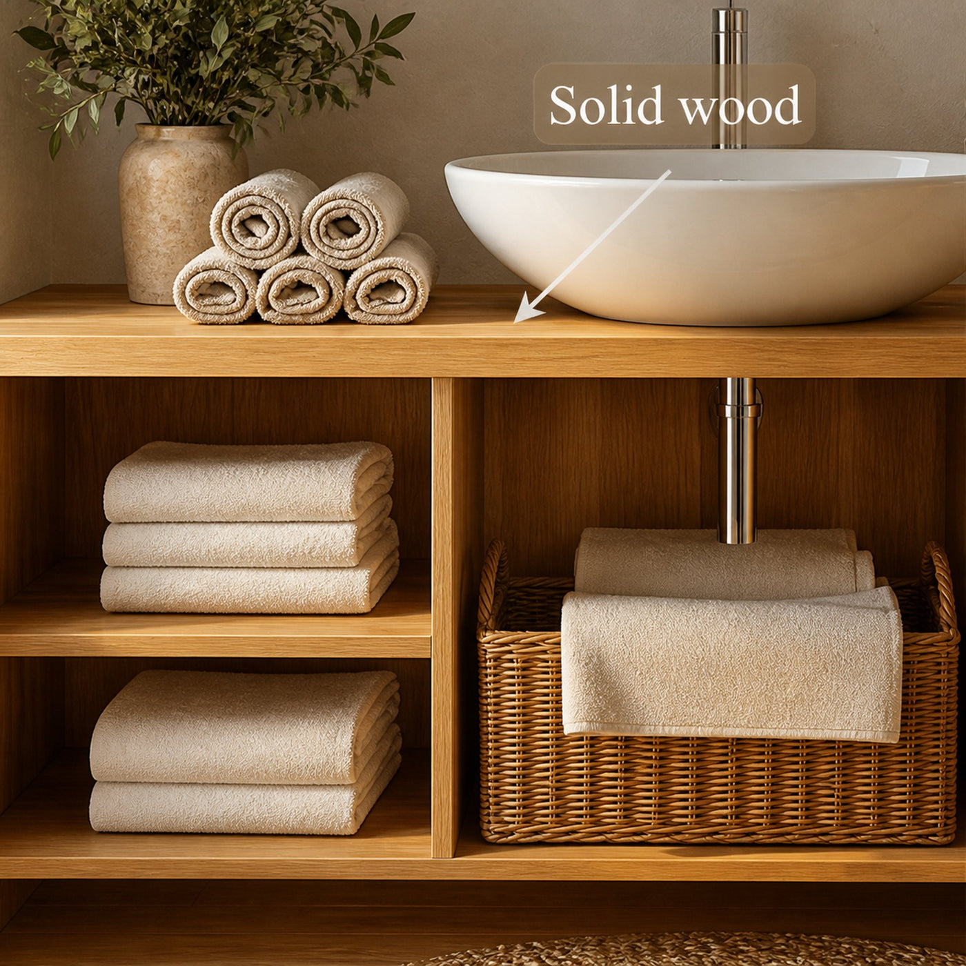 Bathroom Storage Cabinet Wooden Cabinet With Open Shelves For Bathroom - product view 3