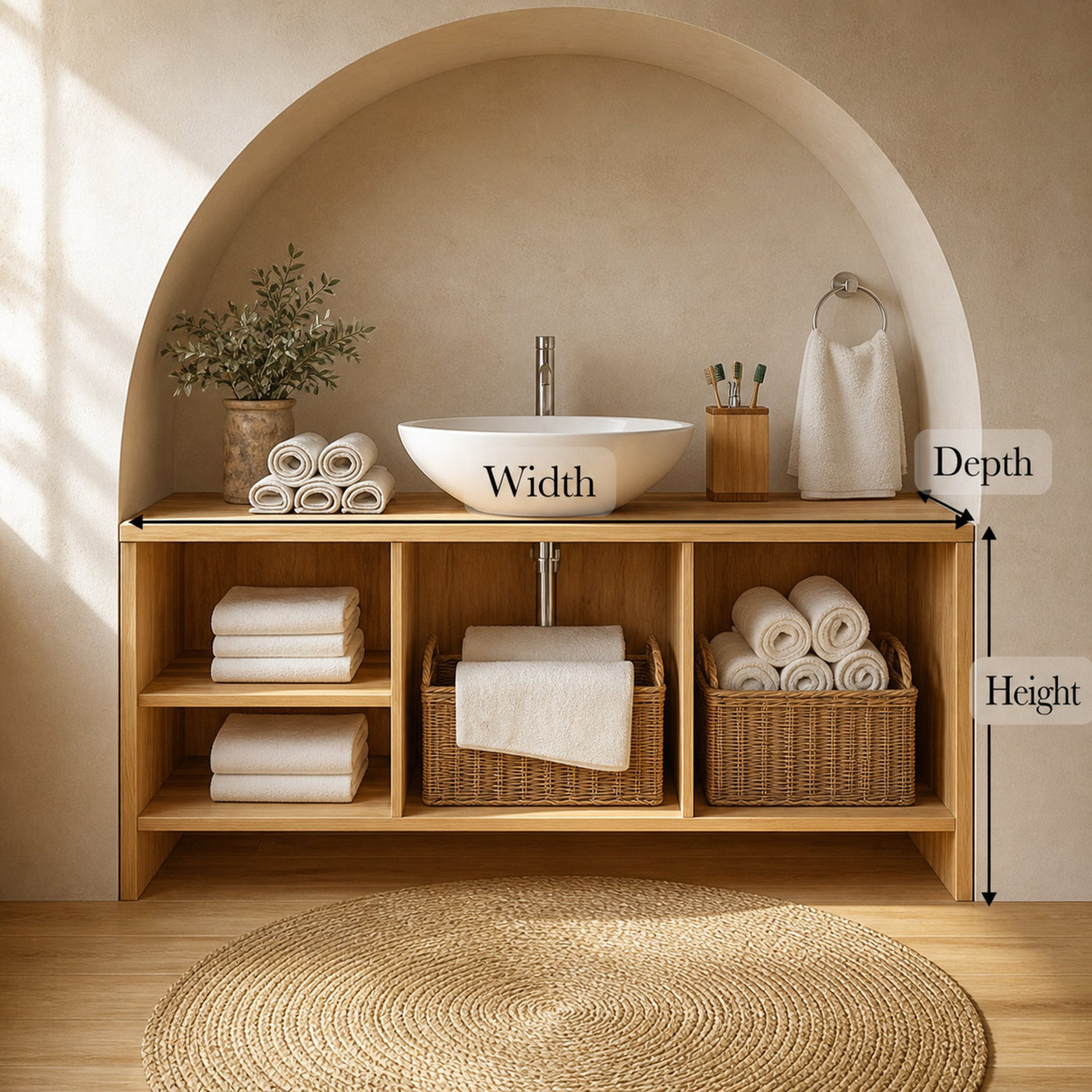 Bathroom Storage Cabinet Wooden Cabinet With Open Shelves For Bathroom - product view 5