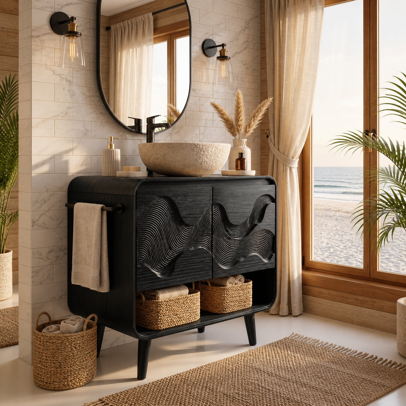 Coastal Wooden Bathroom Vanity For Bathroom - product view 3