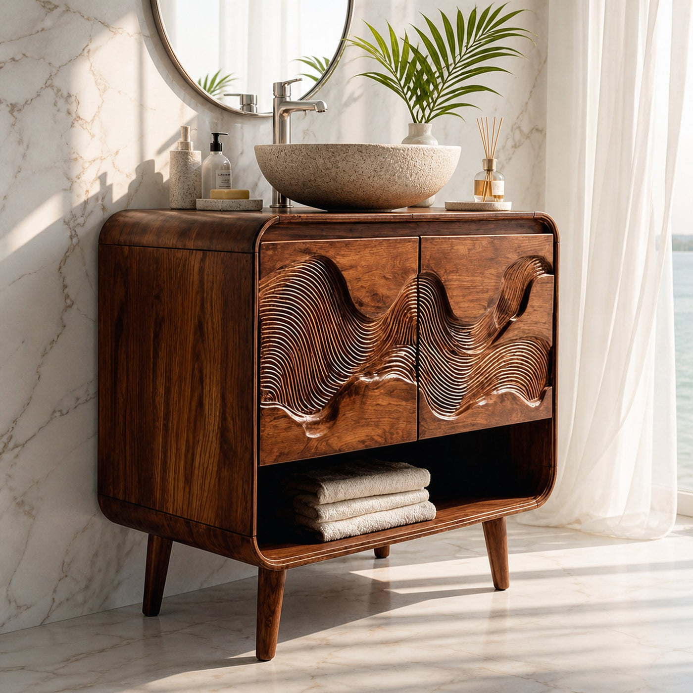 Coastal Wooden Bathroom Vanity For Bathroom - product view 5