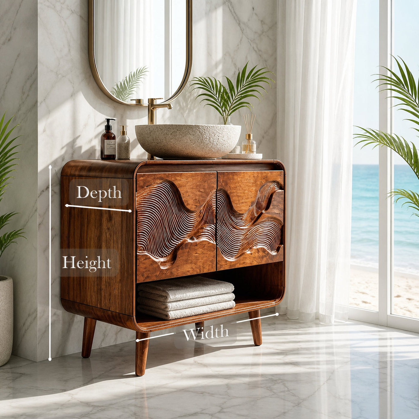 Coastal Wooden Bathroom Vanity For Bathroom - product view 7