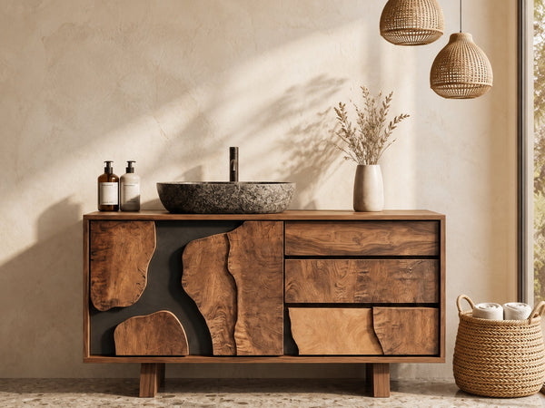 Riverline Atlas Solid Wood Bathroom Vanity with Inlay Panel