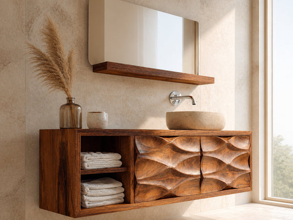 Tidemark Northwind Carved Floating Bathroom Vanity