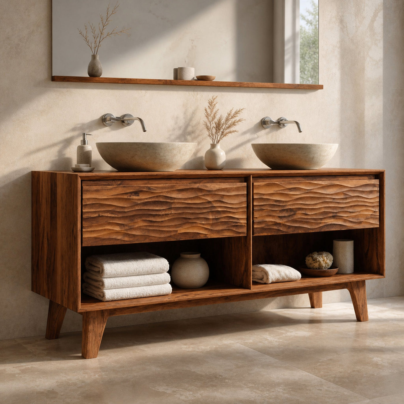 Contemporary Bathroom Vanity Open Shelf Storage For Bathroom - product view 2