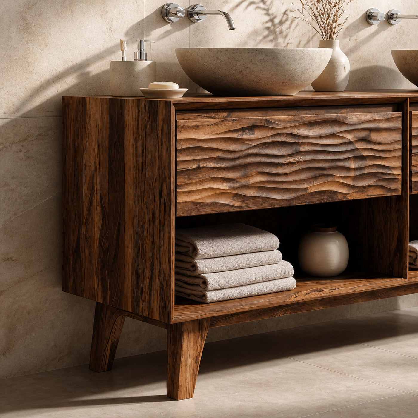 Contemporary Bathroom Vanity Open Shelf Storage For Bathroom - product view 3
