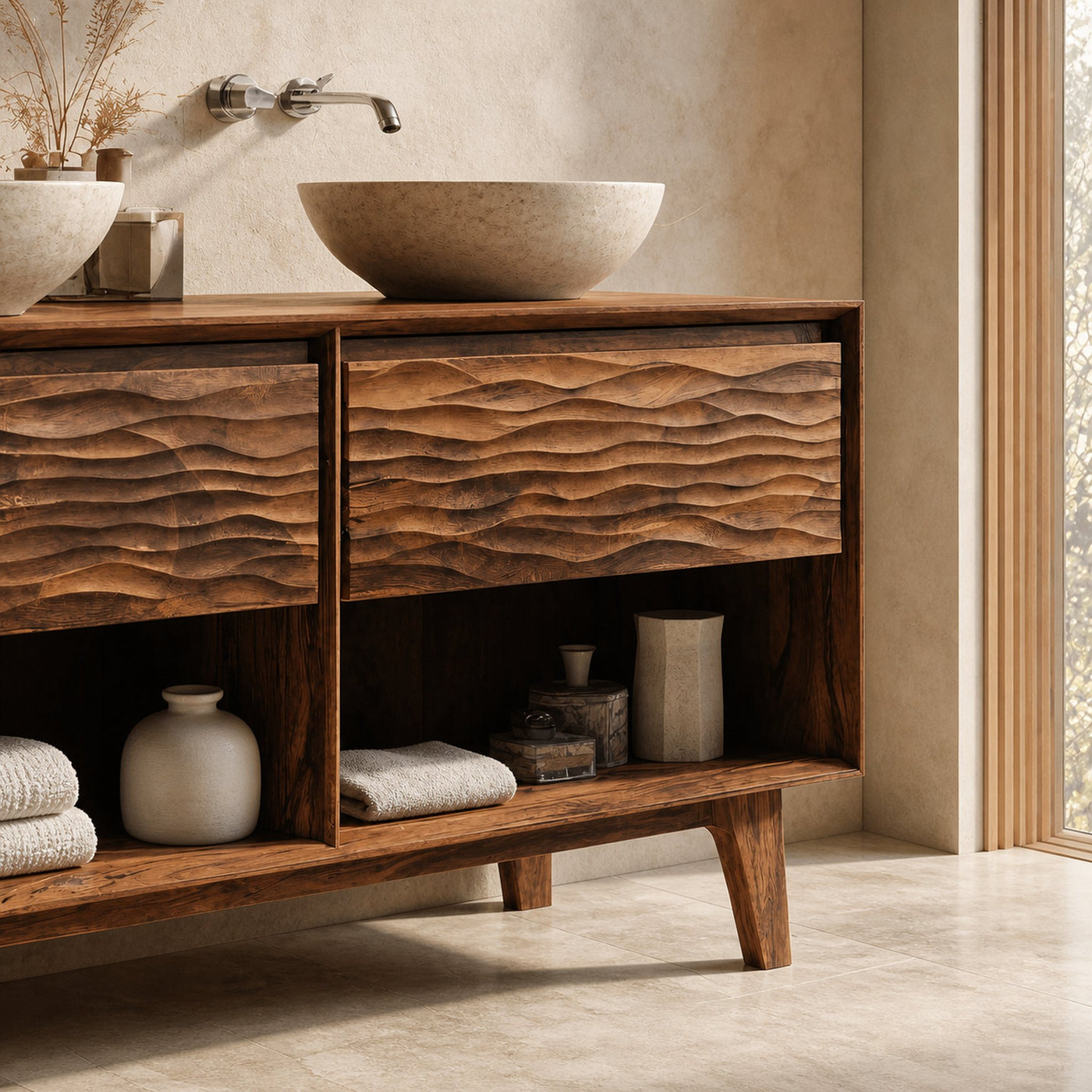 Contemporary Bathroom Vanity Open Shelf Storage For Bathroom - product view 4