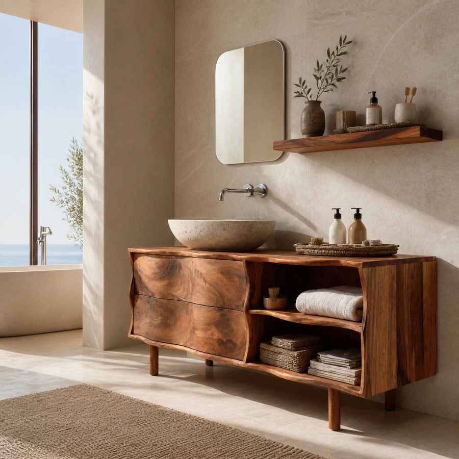 Contemporary Bathroom Vanity Sculpted Waves Front For Bathroom