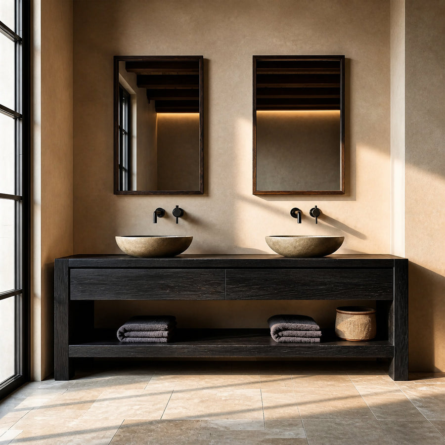 Contemporary Black Bathroom Vanity Open Shelf For Bathroom