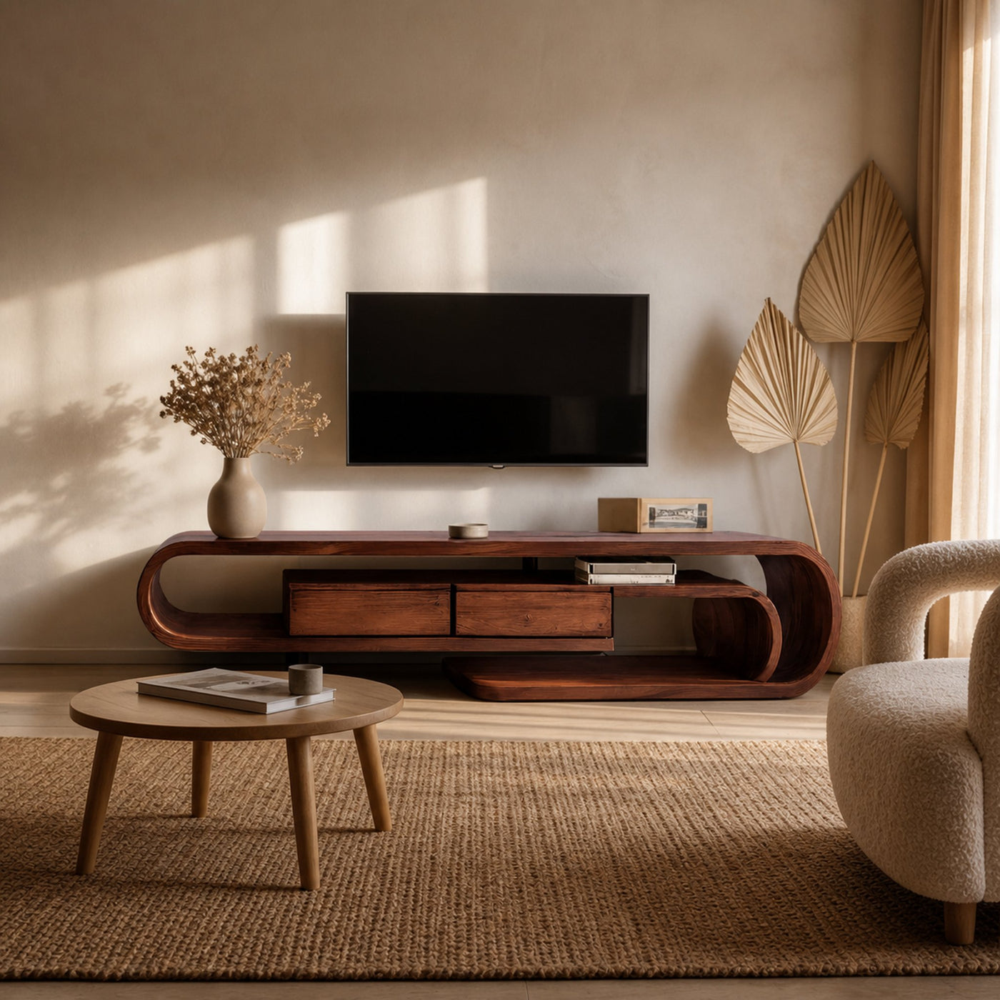 Contemporary Curved TV Shelf For Minimalist Living Room Furniture - product view 7