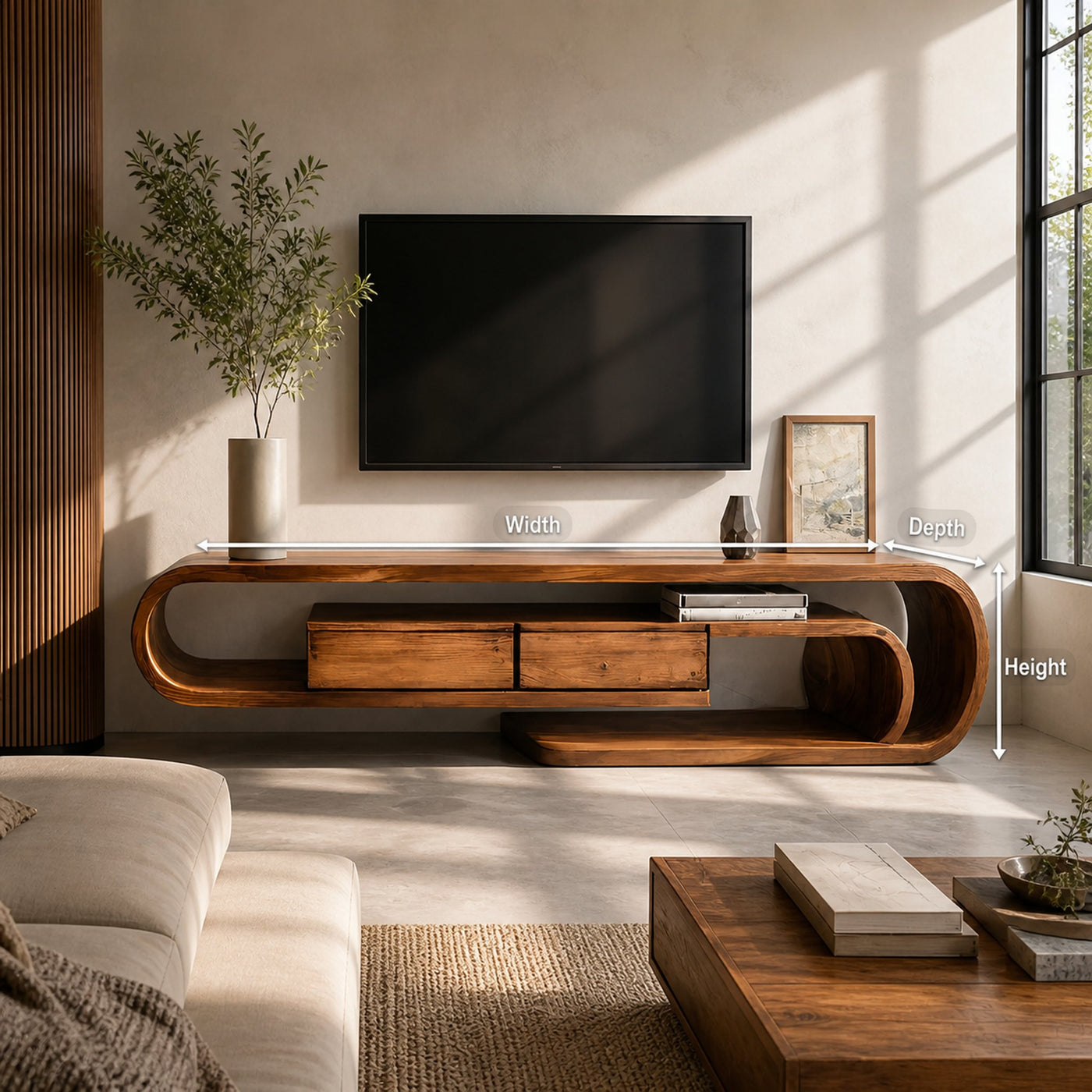 Contemporary Curved TV Shelf For Minimalist Living Room Furniture - product view 8