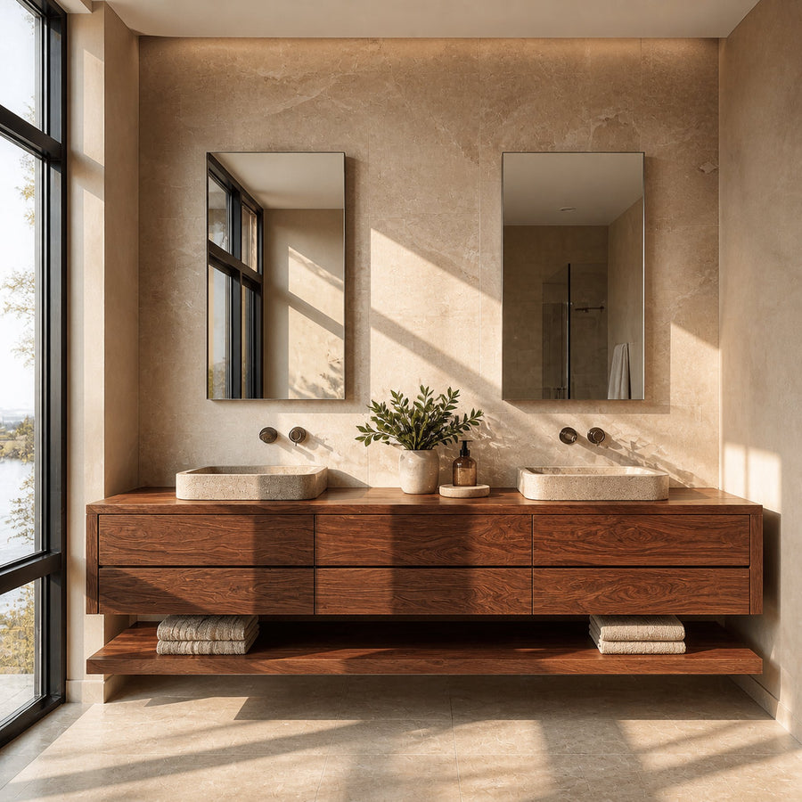 Contemporary Floating Bathroom Vanity With Multiple Drawers For Bathroom