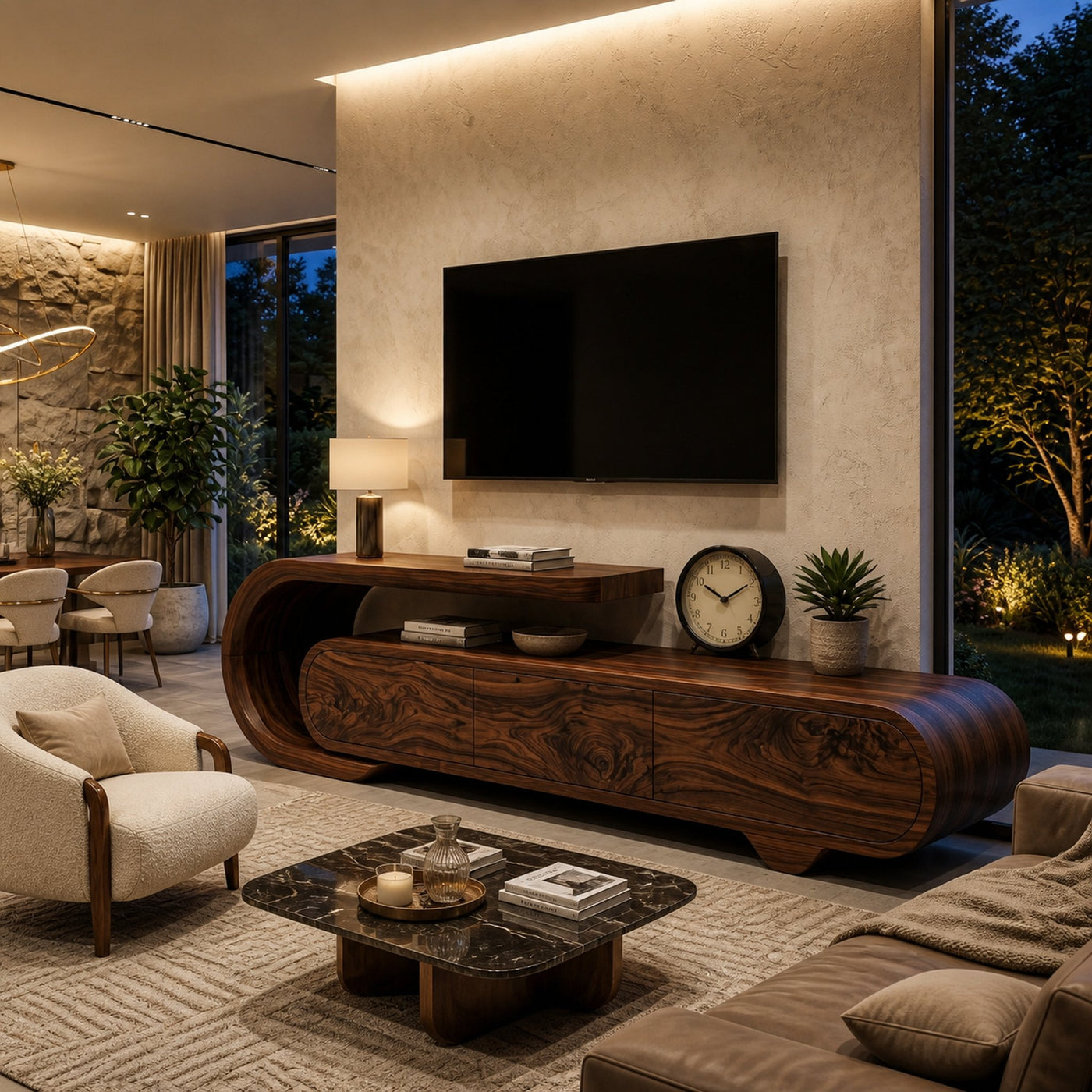 Contemporary Natural Wood TV Console For Home Storage - product view 7