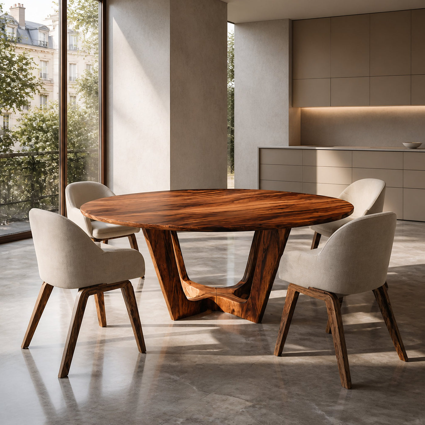 Contemporary Round Dining Table For Open Dining Area