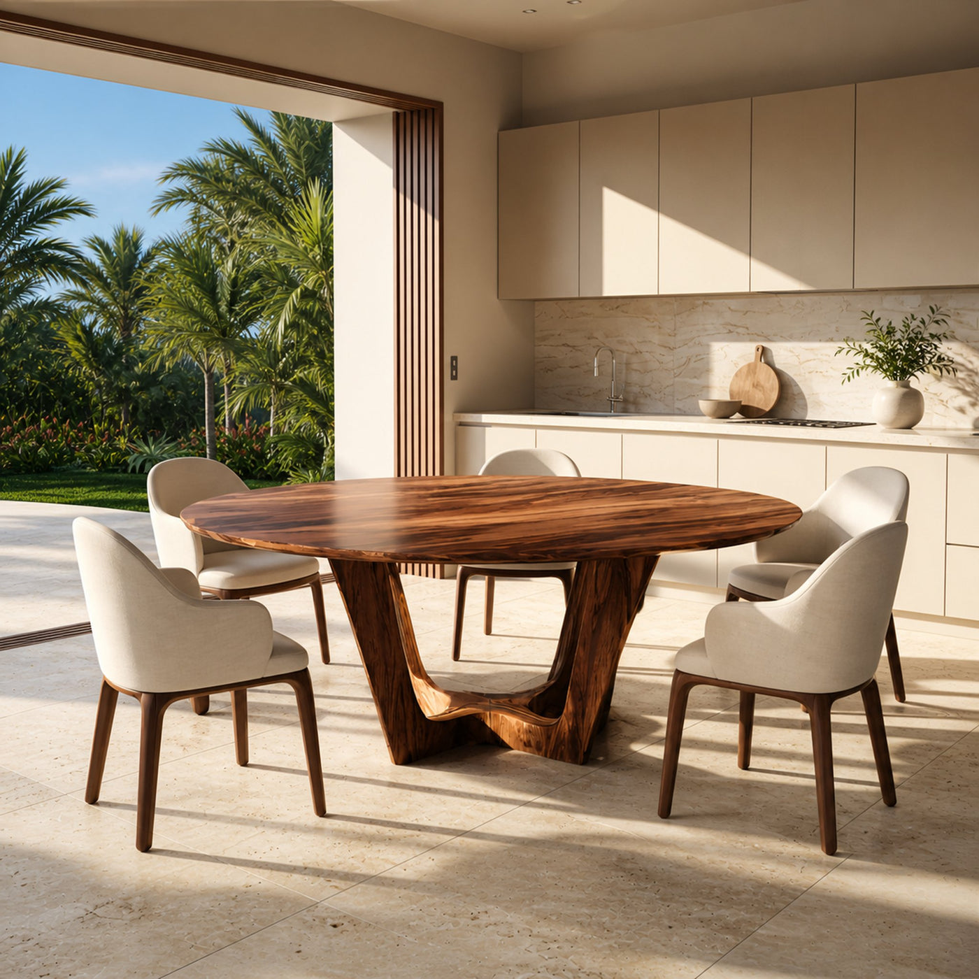 Contemporary Round Dining Table For Open Dining Area - product view 3
