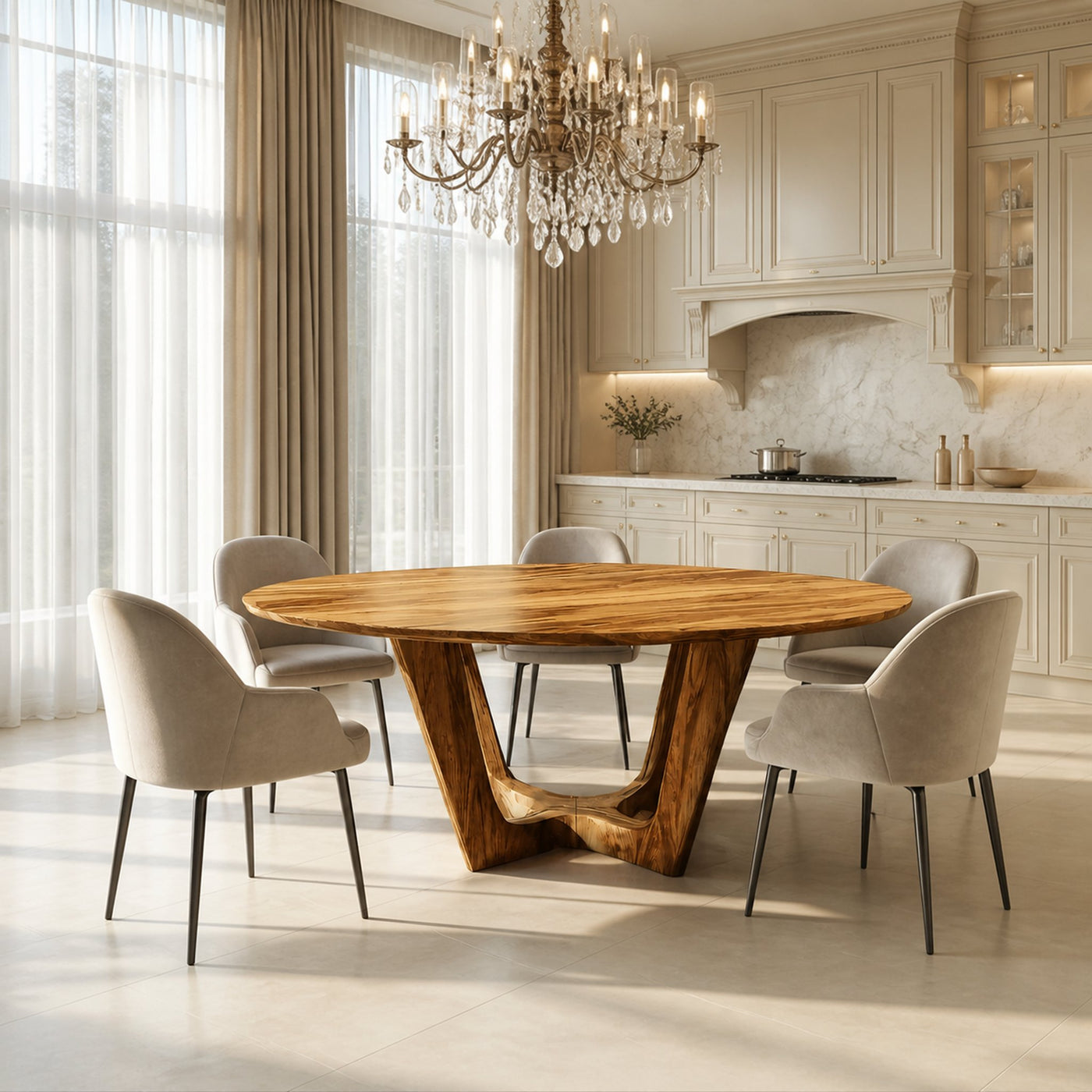 Contemporary Round Dining Table For Open Dining Area - product view 4