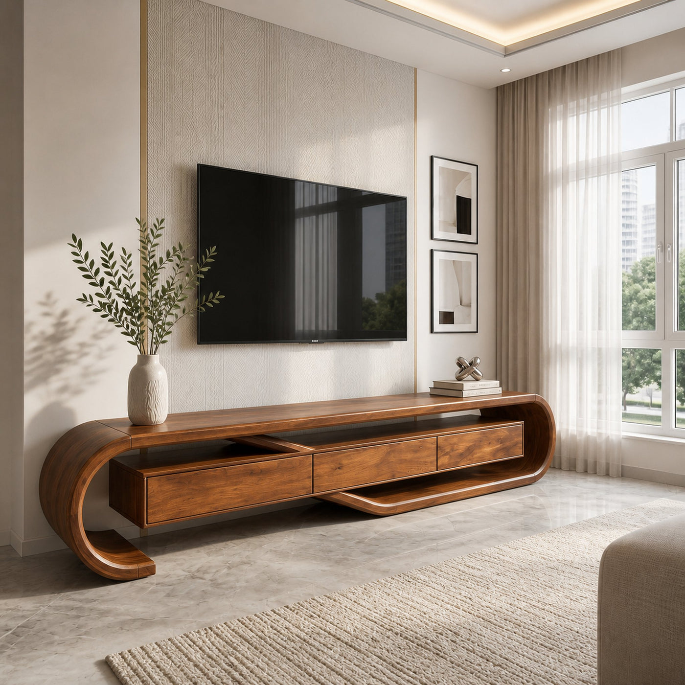 Contemporary Sculptural TV Stand For Living Room - product view 3