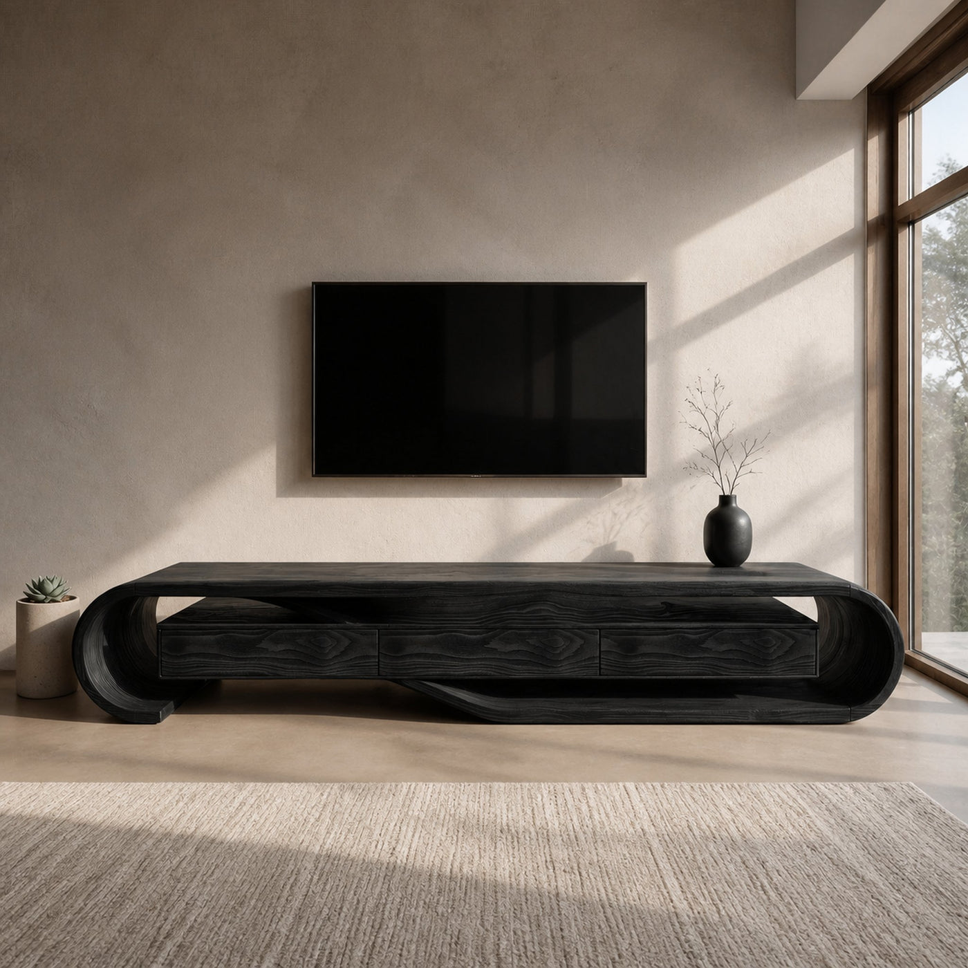 Contemporary Sculptural TV Stand For Living Room - product view 4
