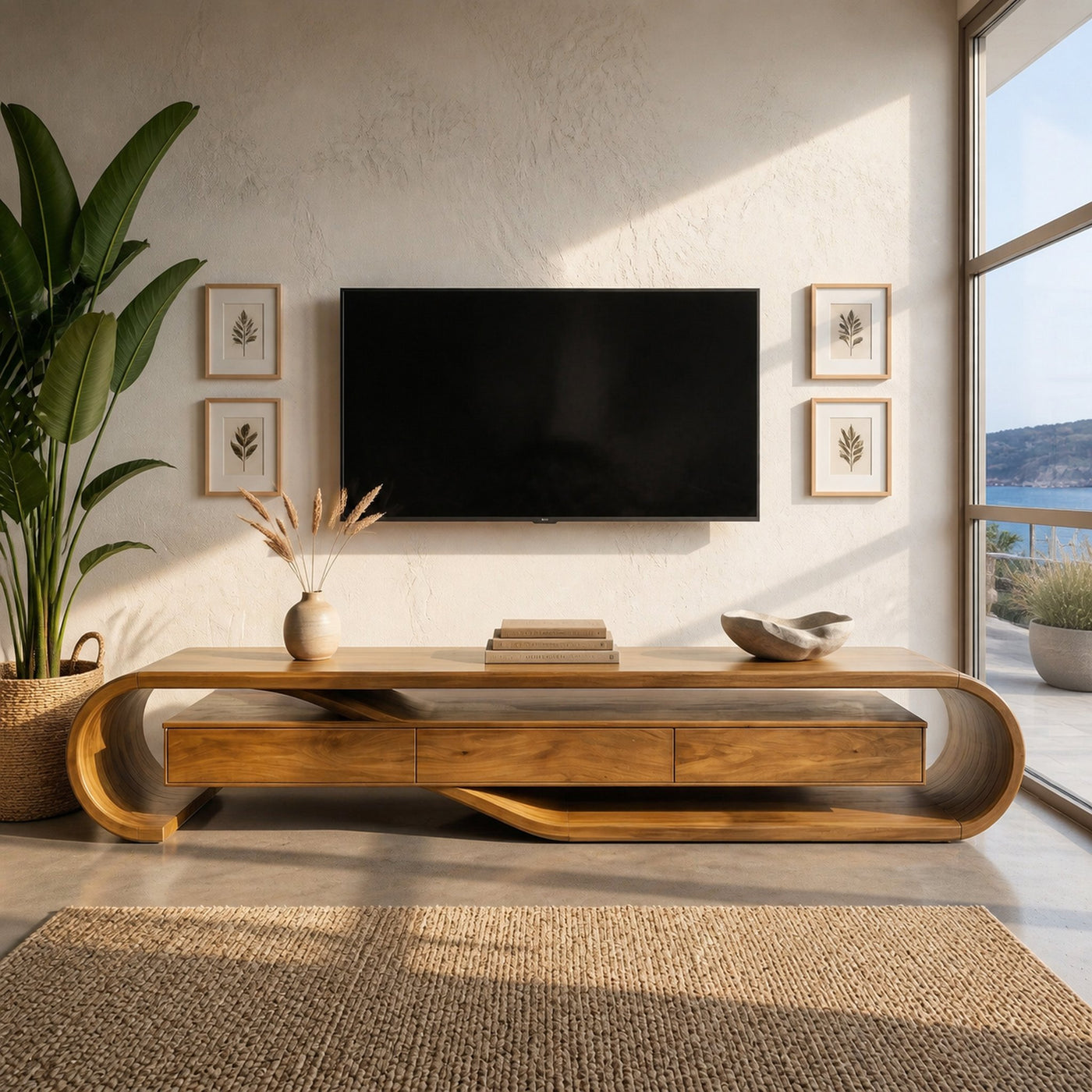 Contemporary Sculptural TV Stand For Living Room - product view 5