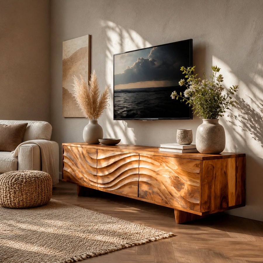Contemporary TV Cabinet With Storage Drawers For Living