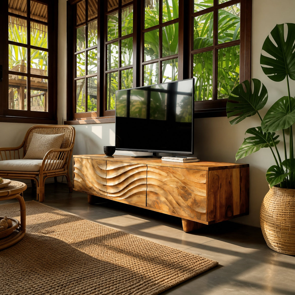 Tidemark Osprey Carved TV Stand with Tapered Legs - product view 4
