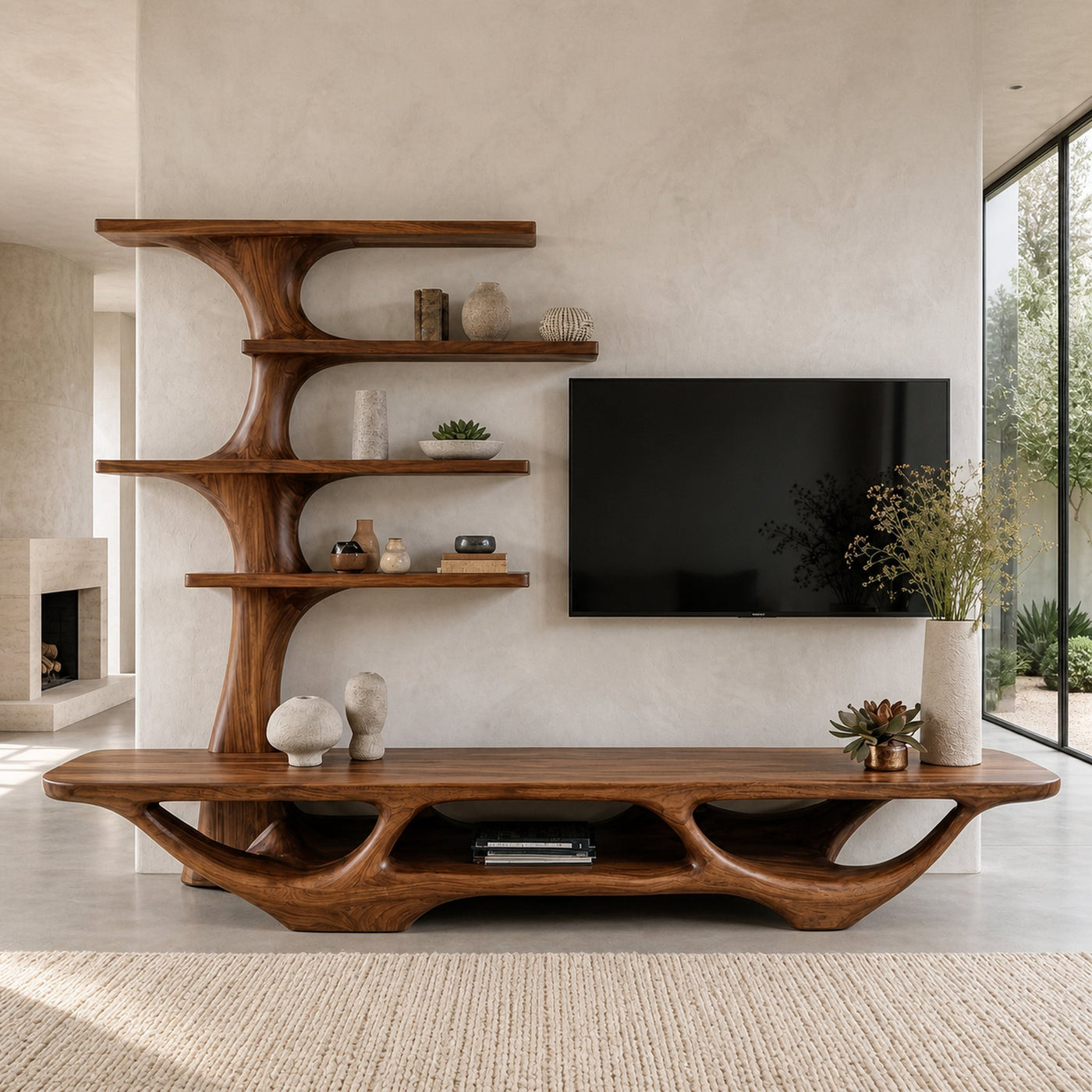 Contemporary Tree Form TV Console For Living Room Decor - product view 2