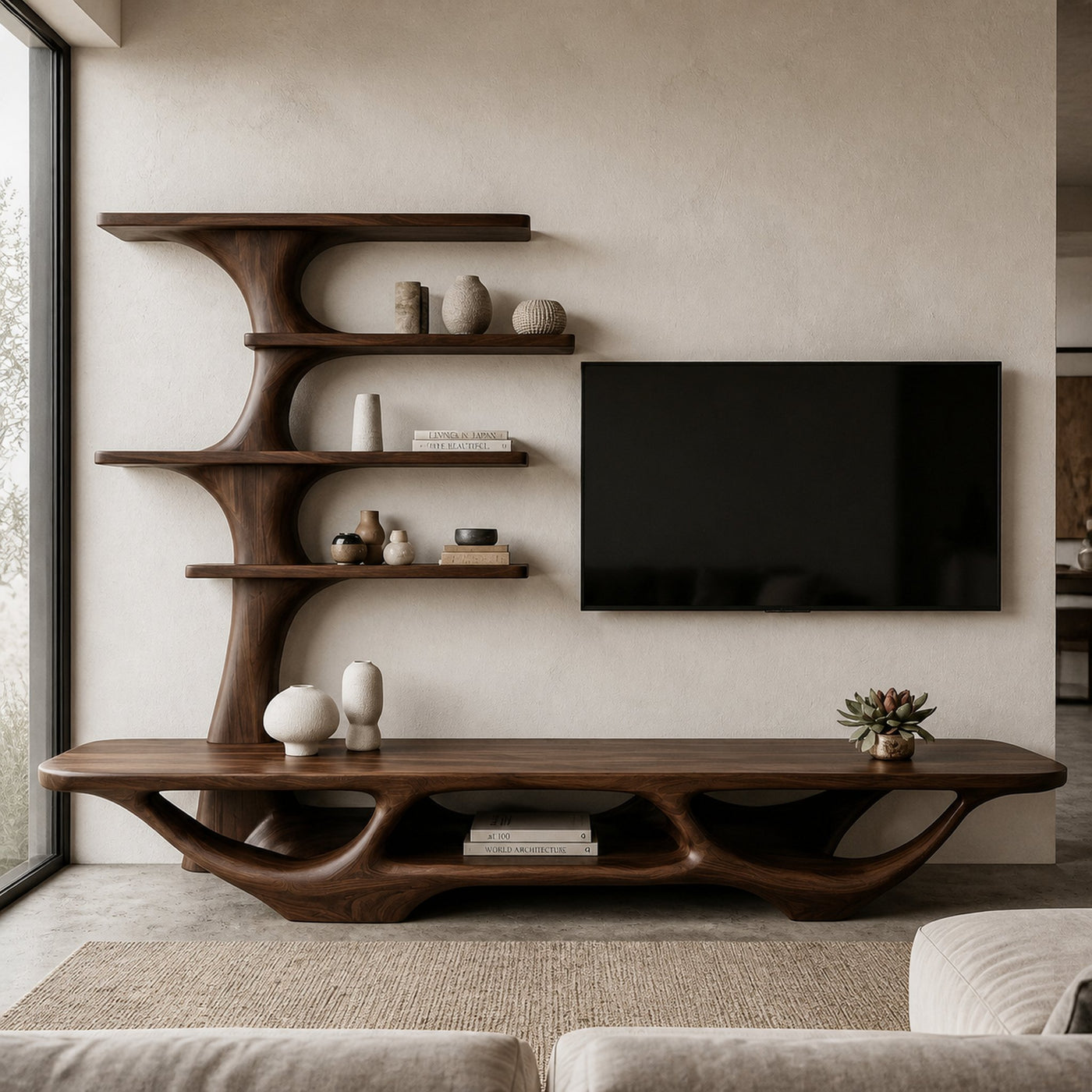 Contemporary Tree Form TV Console For Living Room Decor - product view 7