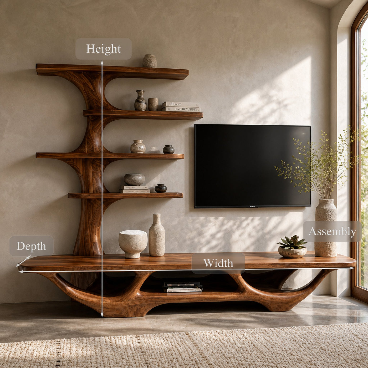 Contemporary Tree Form TV Console For Living Room Decor - product view 8