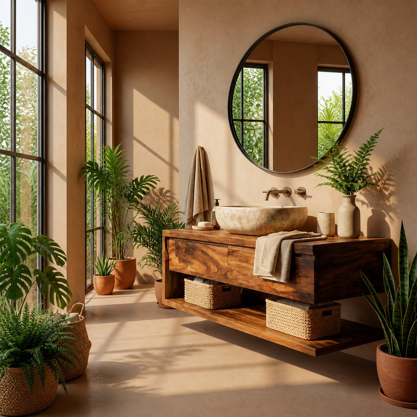 Contemporary Wall Mounted Wood Bathroom Vanity For Bathroom - product view 3