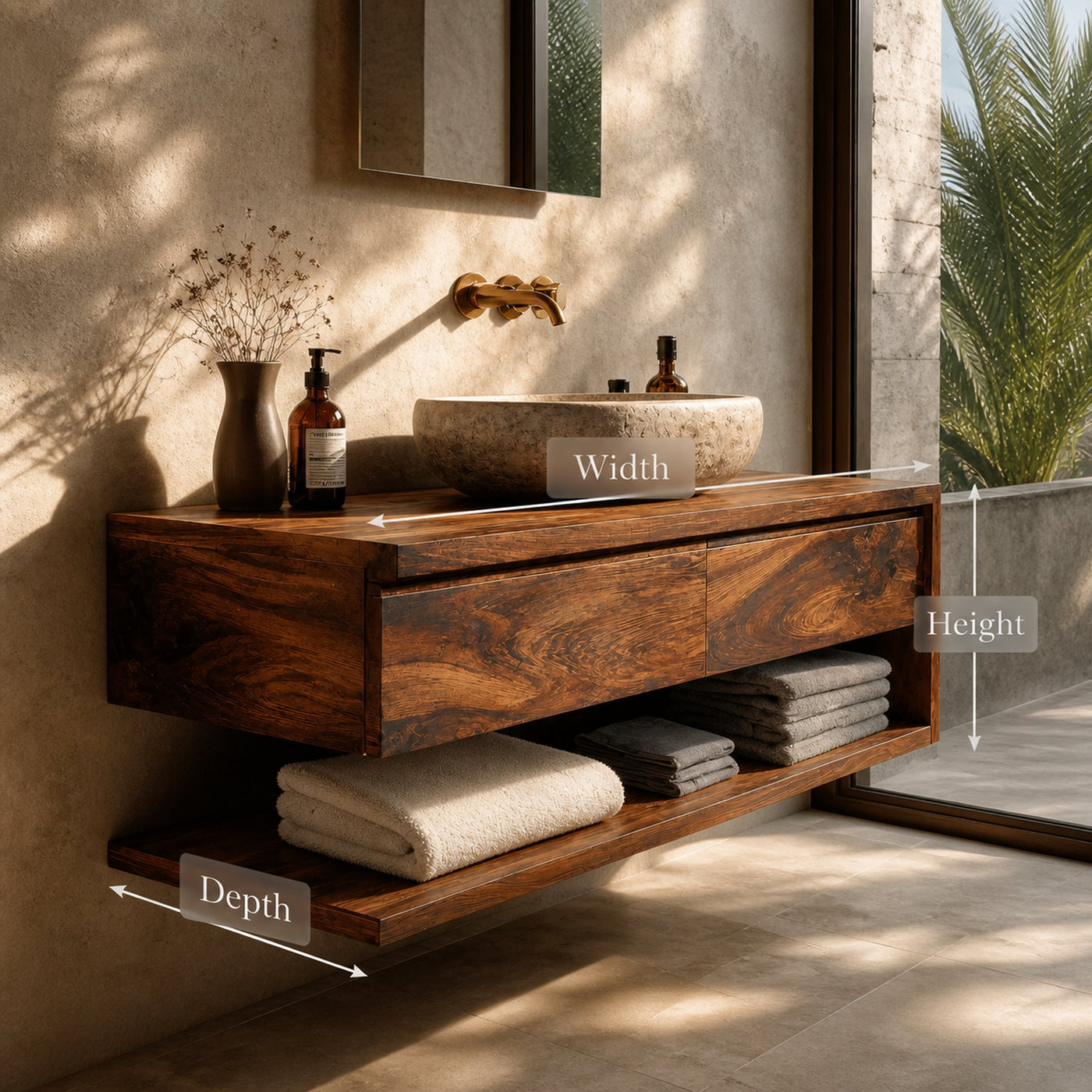 Contemporary Wall Mounted Wood Bathroom Vanity For Bathroom - product view 8