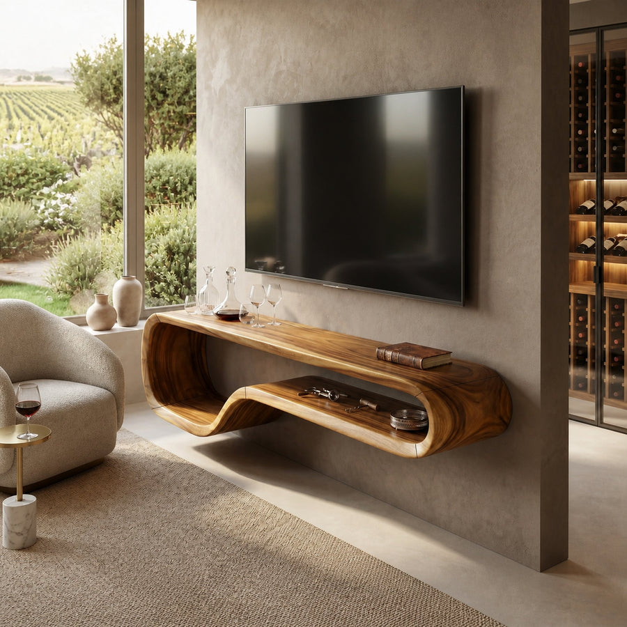 Contemporary Walnut TV Stand For Modern Loft Bedroom