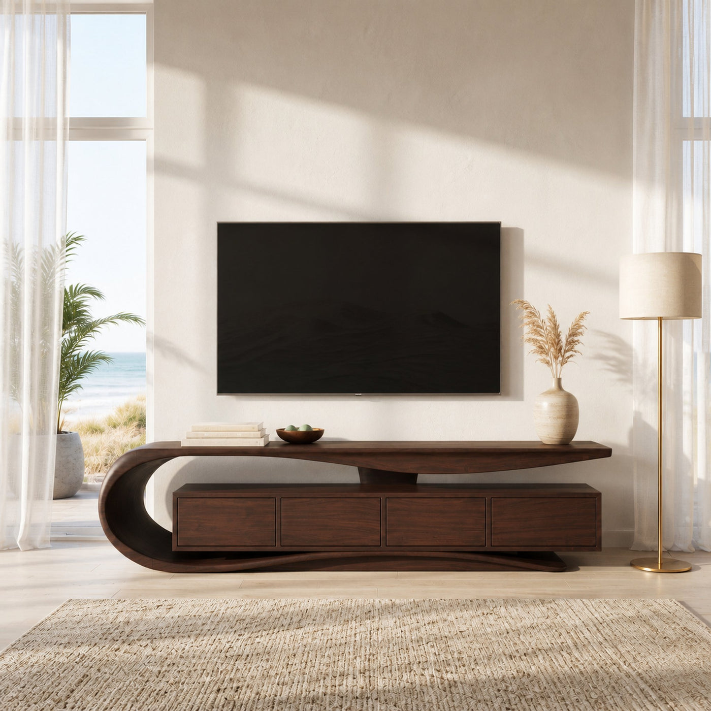Contemporary Wave TV Console For Living Room