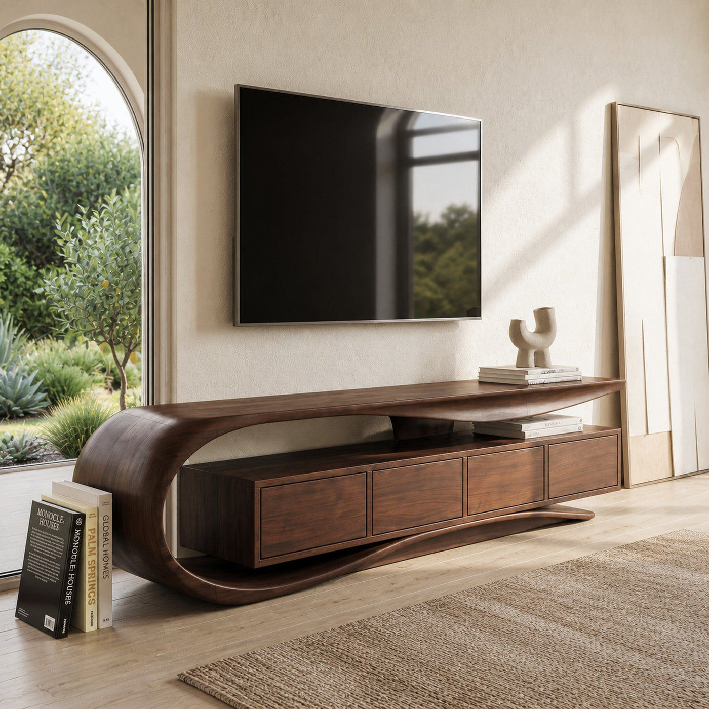 Contemporary Wave TV Console For Living Room - product view 2