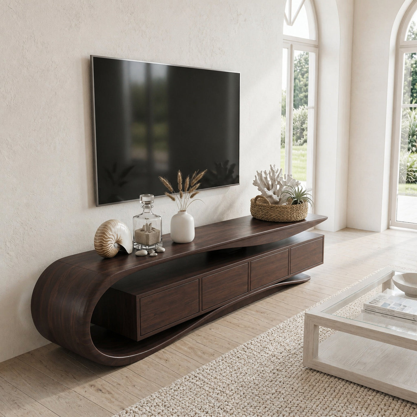 Contemporary Wave TV Console For Living Room - product view 3