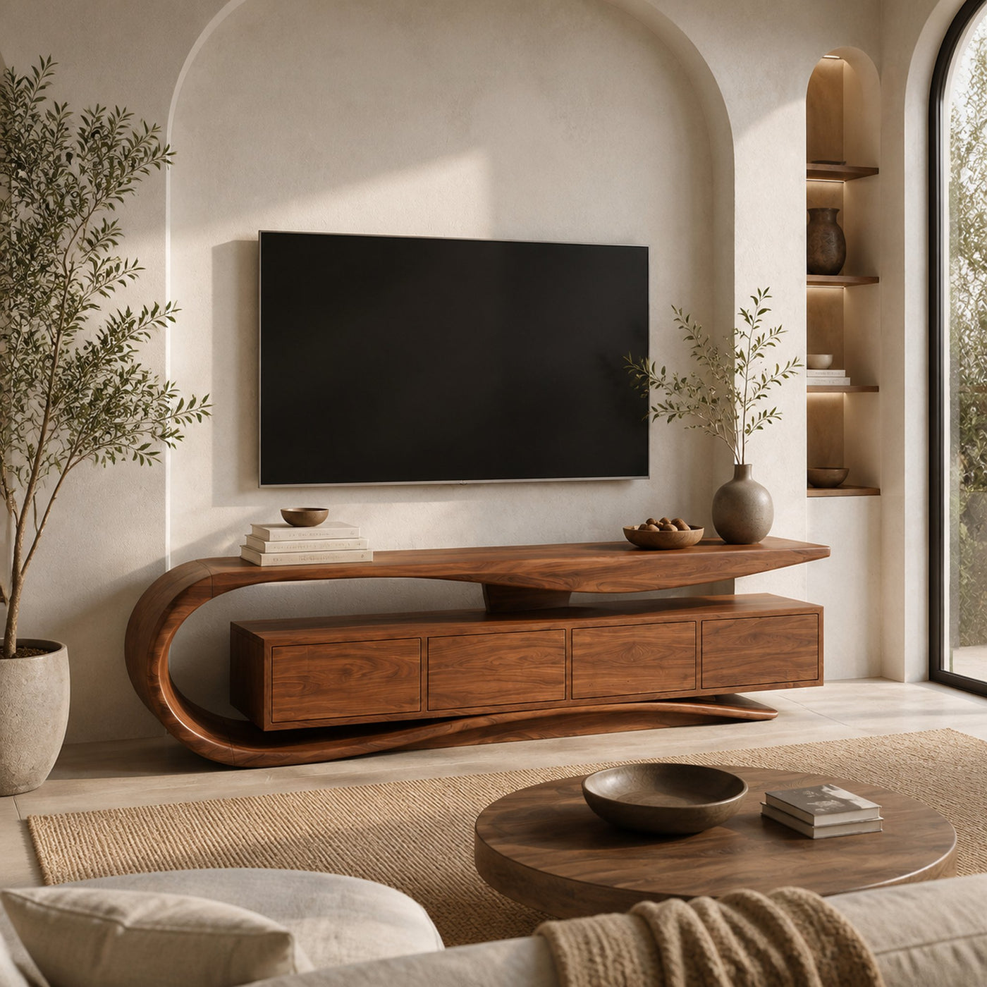 Contemporary Wave TV Console For Living Room - product view 6