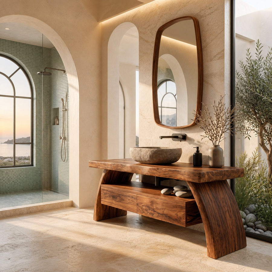 Contemporary Wood Bathroom Vanity With Drawer Storage For Bathroom